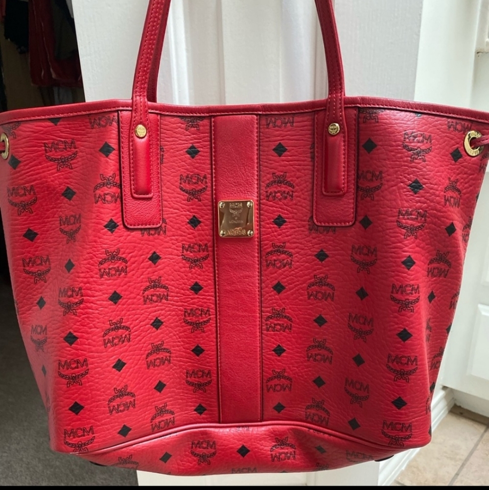 MCM red tote